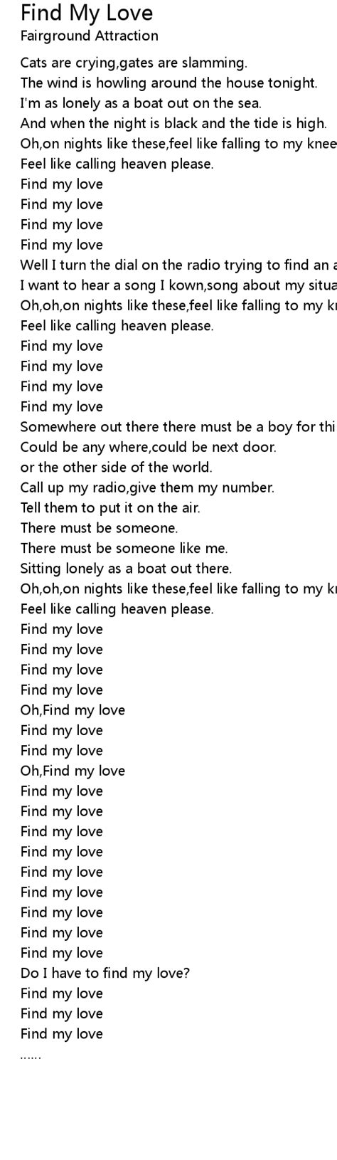 find my love lyrics|best lyrics about love.